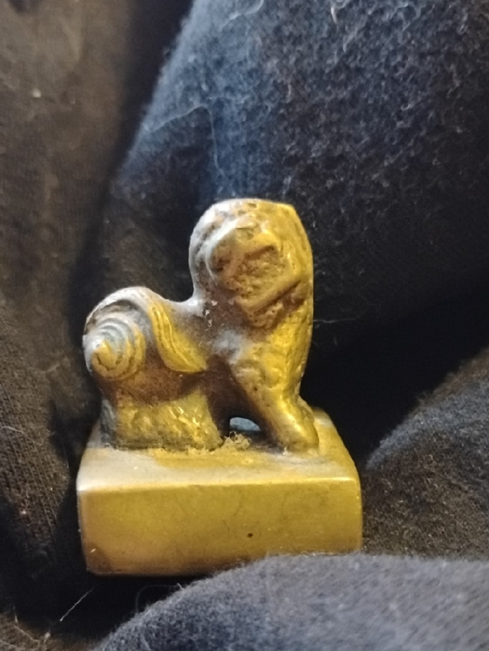 Antique Brass Wax Seal Featuring A Fu dog.